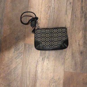 Black Logo Coach Wristlet